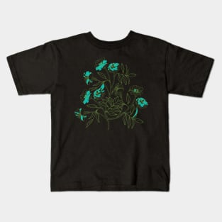 Meadow flowers field, line art work Kids T-Shirt